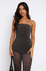 No Vacancy Top Chocolate Argyle