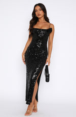 Lucky Girl Sequin Maxi Dress Black