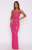 Good Vibes Only Embellished Maxi Skirt Fuschia