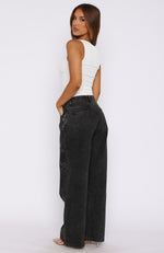 Luna Low Rise Wide Leg Jeans Washed Black