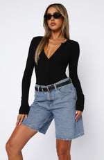 Never Be Tamed Long Sleeve Bodysuit Black