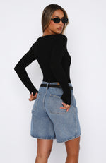 Never Be Tamed Long Sleeve Bodysuit Black