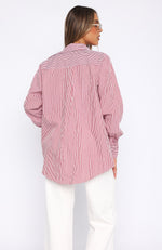 Always About Us Striped Button Up Shirt Red