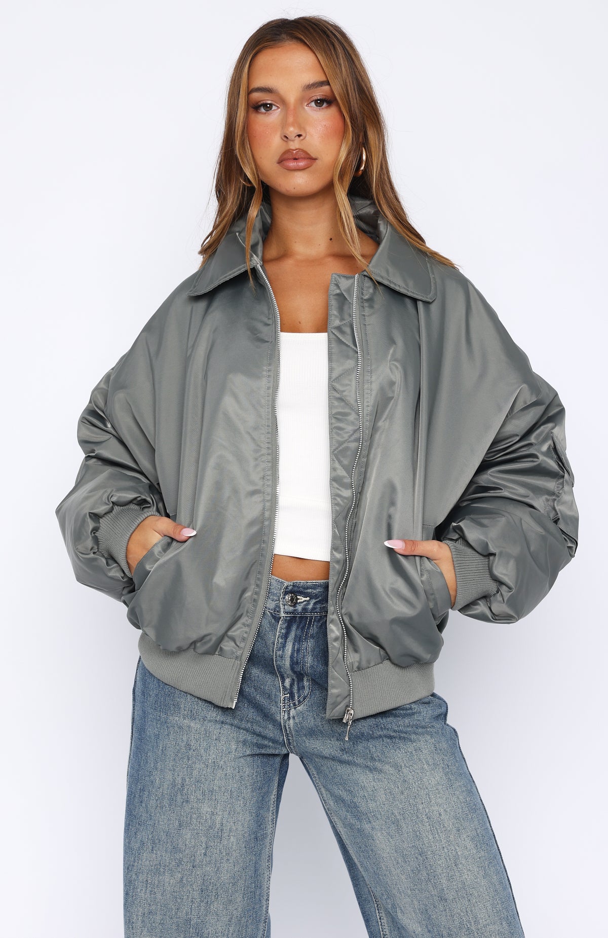 Burning For You Bomber Jacket Khaki | White Fox Boutique US