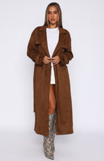 Crowned Chaos Suede Trench Almond