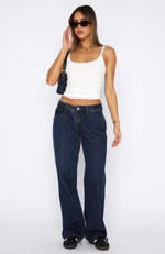 Bring The Style Low Rise Wide Leg Jeans Indigo Wash