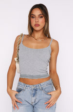 Make It A Date Ribbed Top Grey Marle