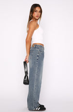Bring The Style Low Rise Wide Leg Jeans Brown Blue Acid Wash