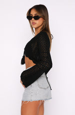When You Know Long Sleeve Crochet Top Black