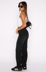 Let's Relax High Rise Slim Leg Jeans Black Acid Wash