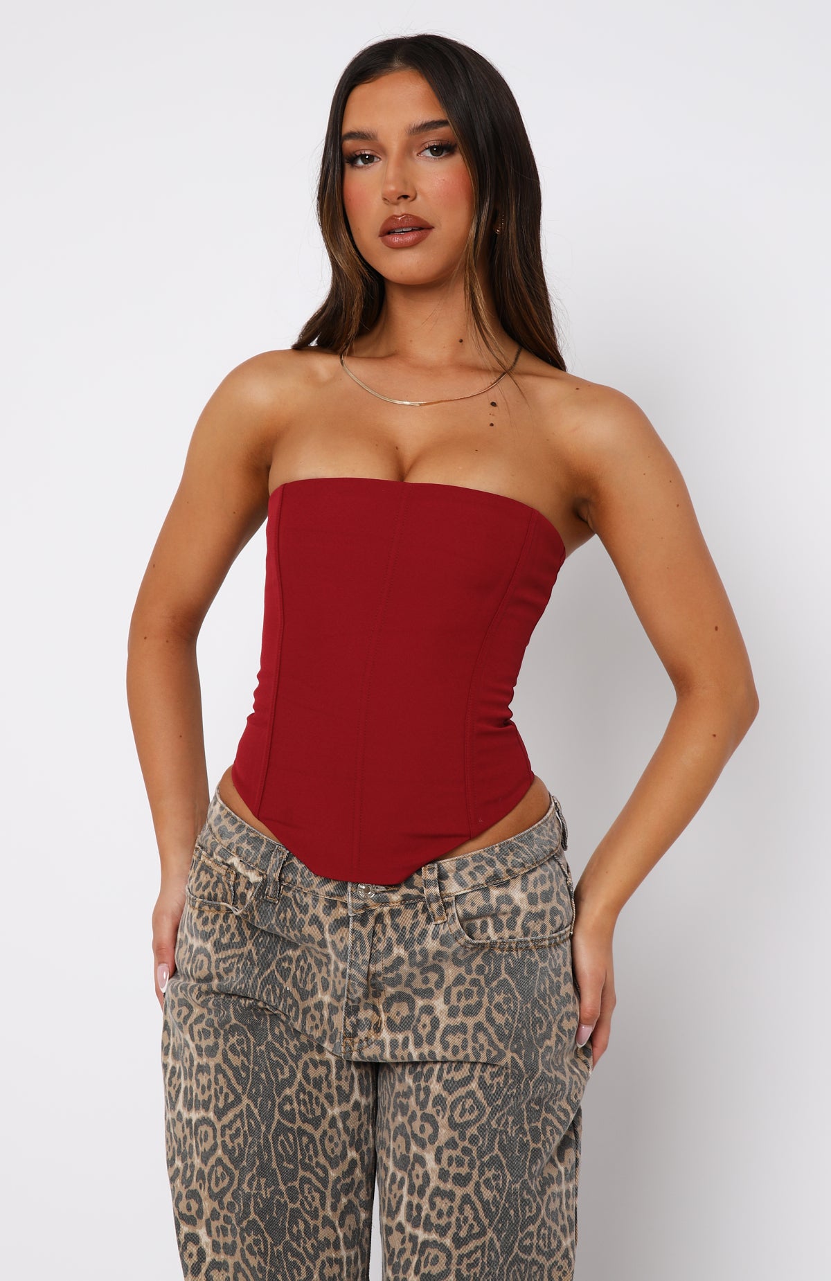 Let It Go Strapless Bustier Midnight Leopard