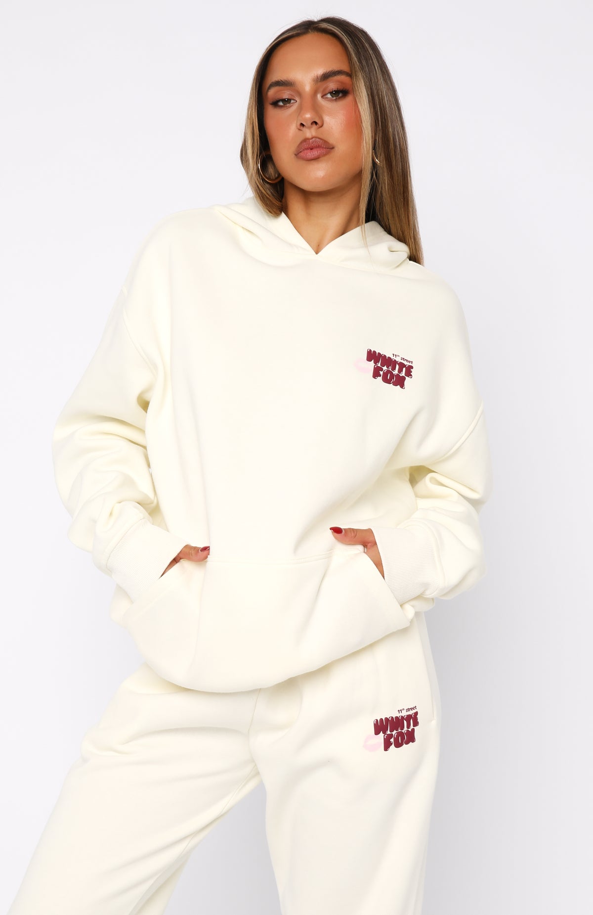 11th Street Sweet Kisses Oversized Hoodie Cake Batter | White Fox