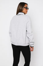 Sign Me Up Zip Front Sweater Grey Marle