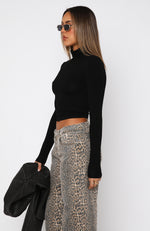 Attracting Attention Long Sleeve Top Black