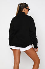 High Standard Zip Front Sweater Black