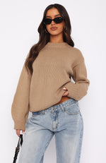 All I Need To Hear Knit Sweater Beige