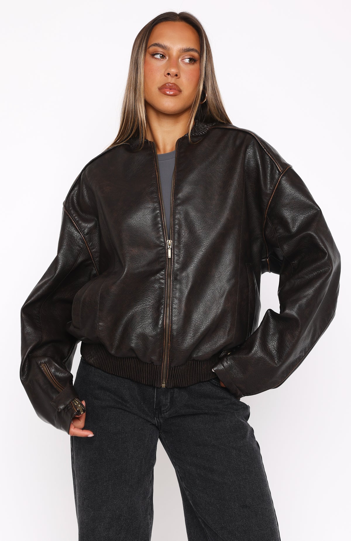Satellite PU Jacket Chocolate | White Fox Boutique US