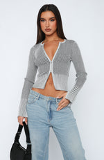 Moonlight Kiss Long Sleeve Top Charcoal