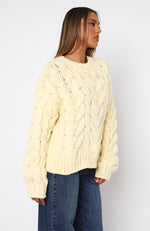 Real Feelings Oversized Knit Sweater Lemon