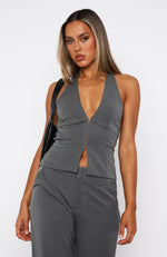 Only Acting Halter Top Charcoal