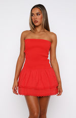 Seeking You Strapless Mini Dress Chilli