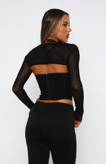 Favourite Person Long Sleeve Bustier Black