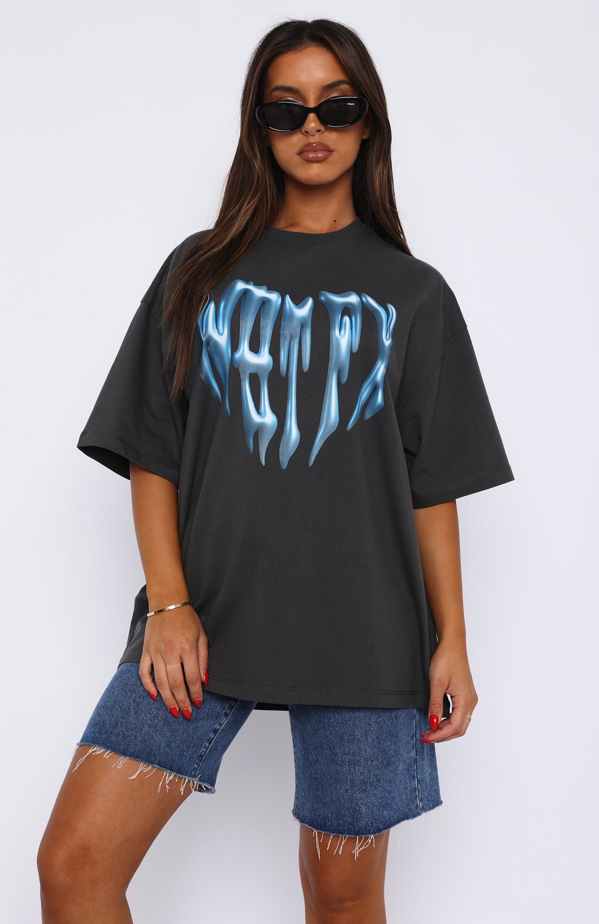 Impressing Me Oversized Tee Charcoal | White Fox Boutique US
