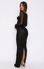 Let Me Think Long Sleeve Maxi Dress Black