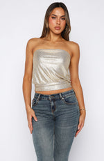Girl Time Strapless Top Champagne