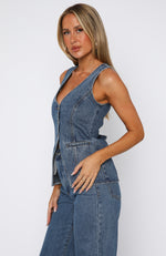 I'll Meet You Longline Denim Top True Blue