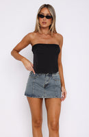 Single Soon Denim Mini Skirt Brown Blue