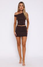 Pop Prism Embellished Mini Skirt Chocolate