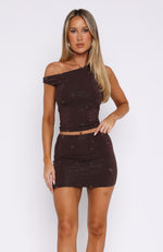 Pop Prism Embellished Mini Skirt Chocolate