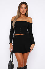 Good To You Knitted Mini Skirt Black
