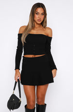 Emotional Long Sleeve Knitted Crop Black