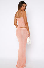 Star Shining Sequin Knit Maxi Skirt Peach