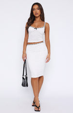 Let It Be Midi Skirt White Polka Dot