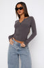 Give Me The Details Long Sleeve Top Charcoal