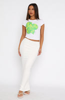 Flirtatious Ribbed Maxi Skirt White