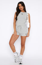 Good As Always Relaxed Ribbed Shorts Grey Marle