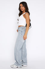 Always Be Yourself Low Rise Straight Leg Jeans Light Blue Wash