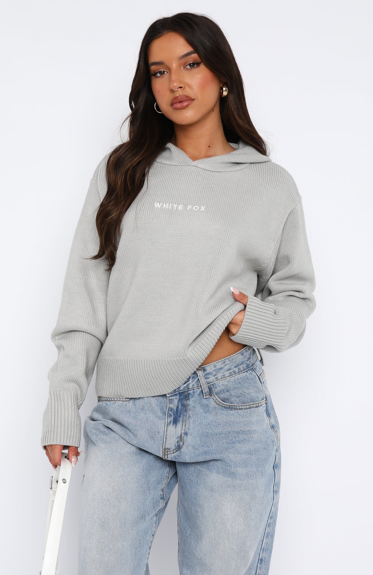 It's Cool Knit Hoodie Light Grey | White Fox Boutique US