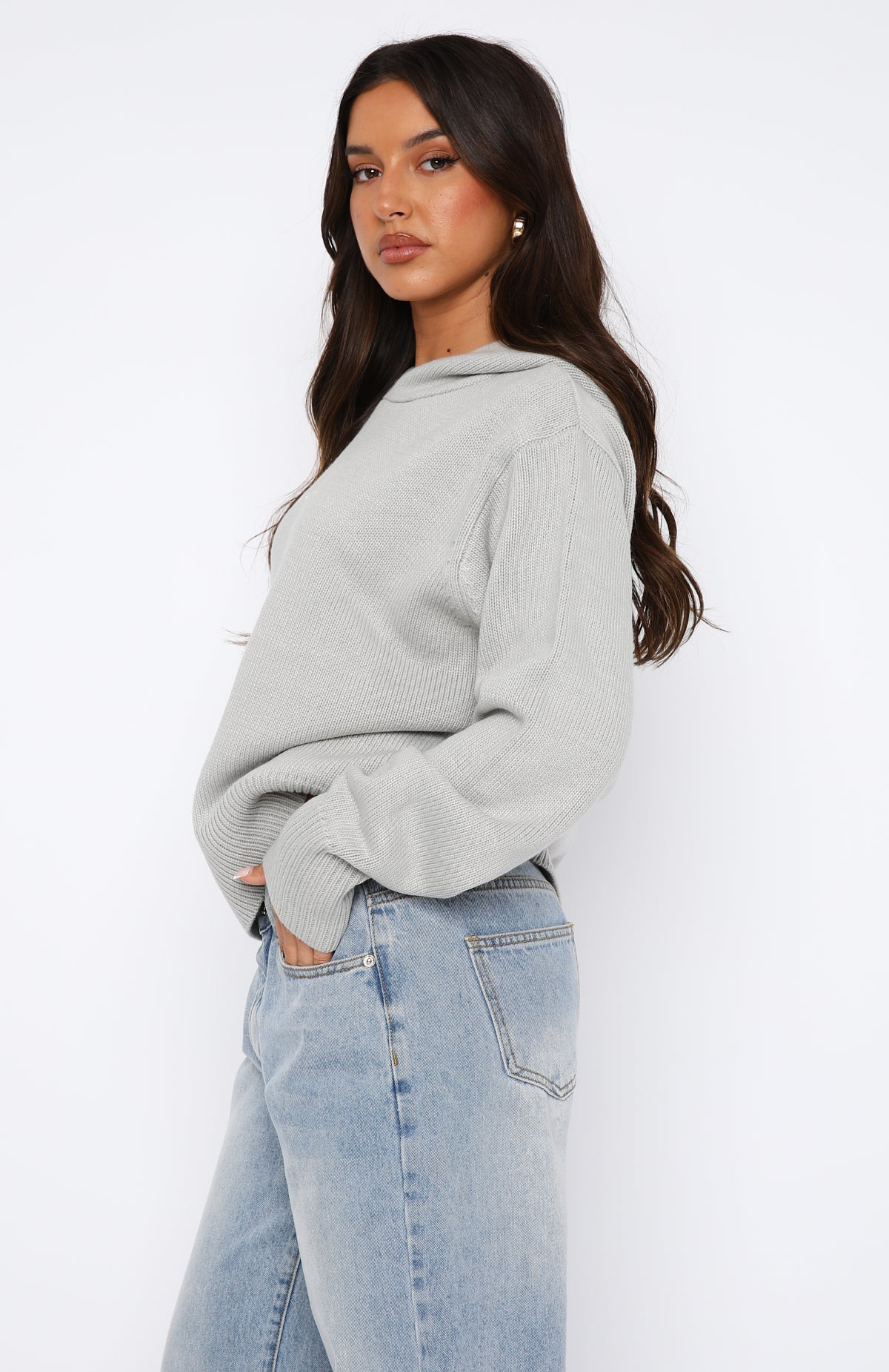 It's Cool Knit Hoodie Light Grey | White Fox Boutique US