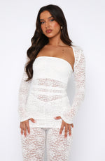 Work This Out Bolero Top Set White Lace