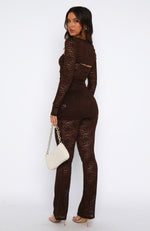 Work This Out Pant Chocolate Lace