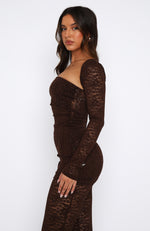Work This Out Bolero Top Set Chocolate Lace