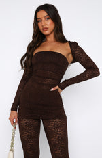 Work This Out Bolero Top Set Chocolate Lace