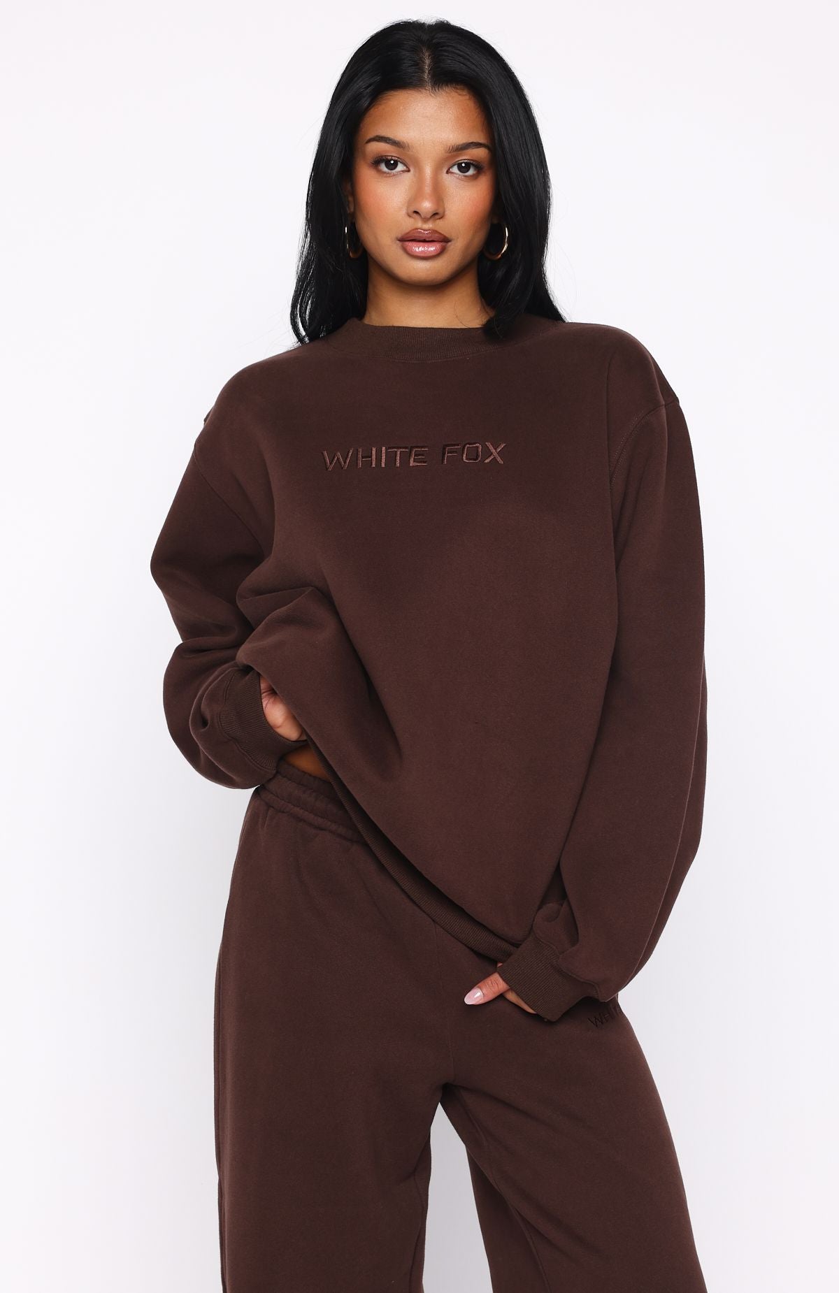 Stay Lifted Oversized Sweater Bitter Chocolate | White Fox Boutique US