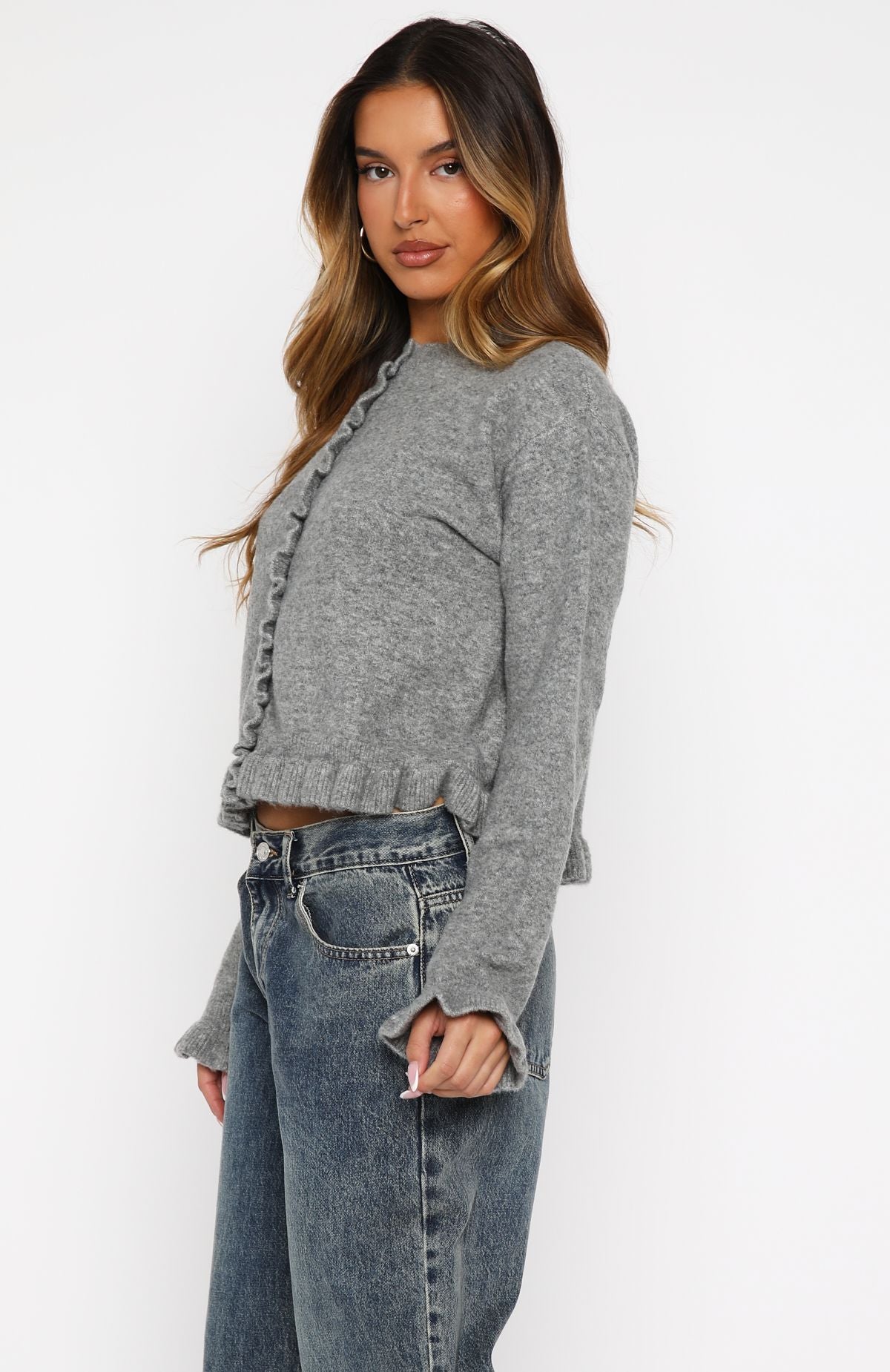 Cardi Club Knit Cardigan Heather Grey | White Fox Boutique US