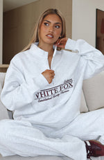 Standing My Ground Zip Front Sweater Grey Marle | White Fox